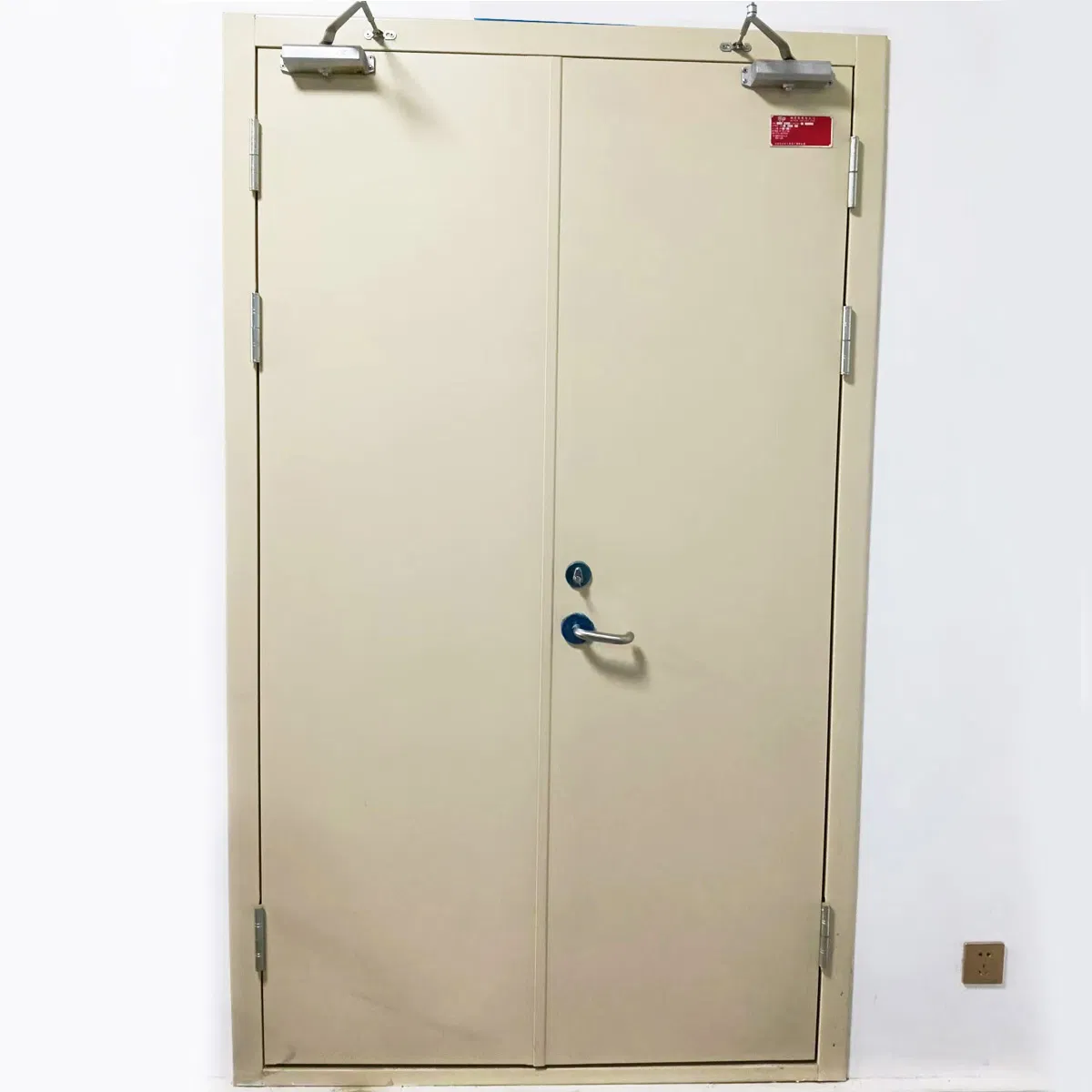 Premium Single-Swing Wooden Fire Door with Vision Panel