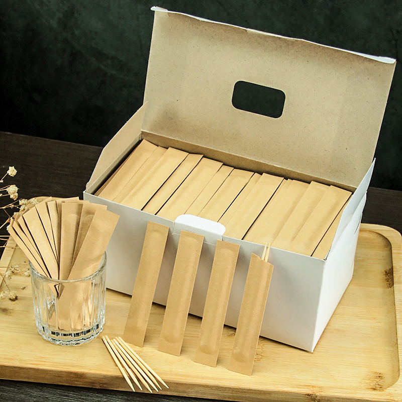 Wholesale Disposable Bamboo Toothpicks Hotel Restaurant Kraft Paper Packaging Bamboo Toothpicks with Individual Wrapped