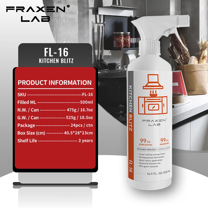 Fraxen Lab Home Kitchen Cleaning Product Fresh Scent Oil Stain Cleaner & Heavy-Duty Cleaner for Kitchen Cleaning Solutions
