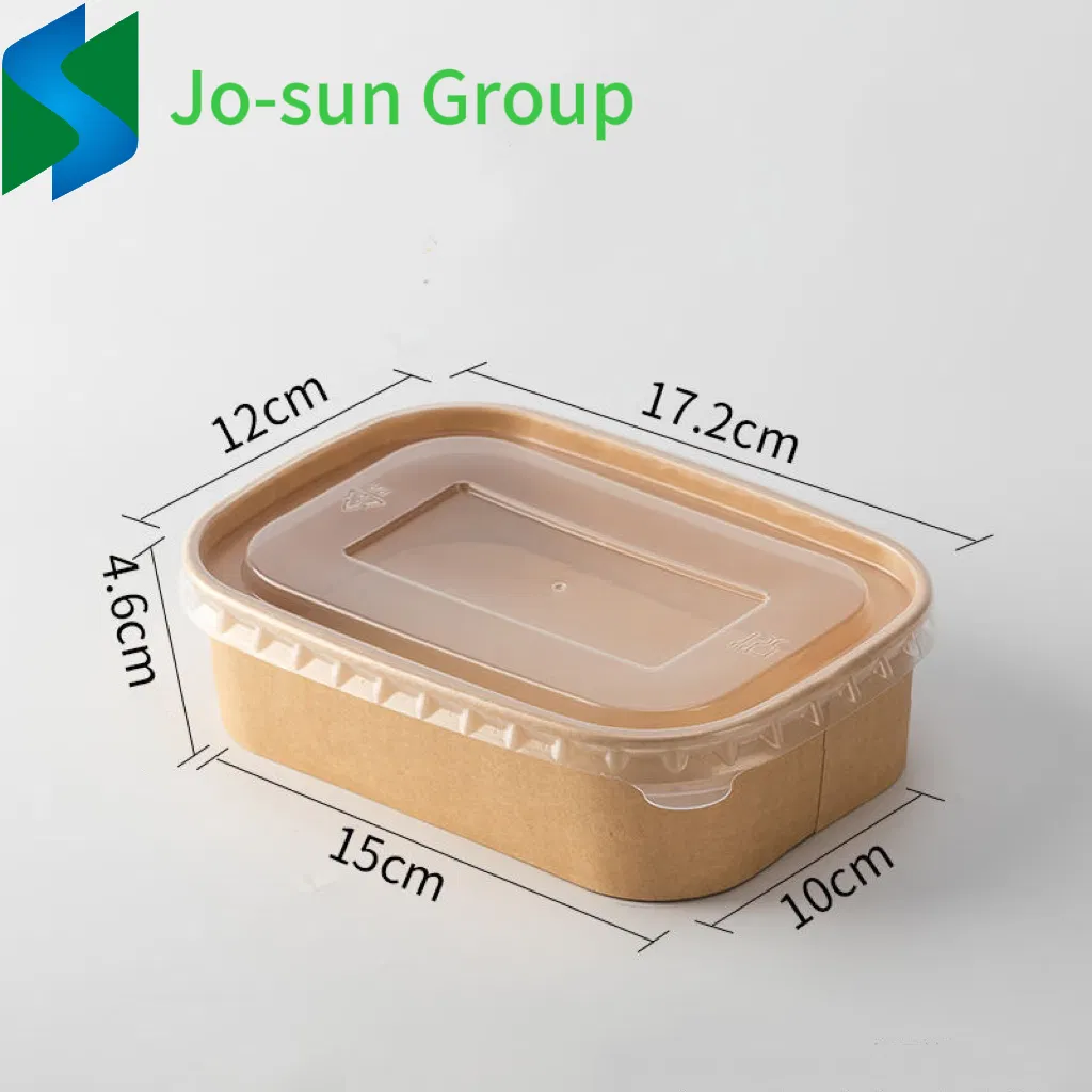 Hot Sale Food Grade Disposable Takeaway Fast Food Container Kraft Paper Rectangular Bowl