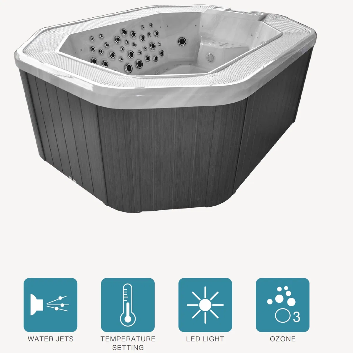 SPA-ванна с гидромассажем, LED-подсветкой и Bluetooth