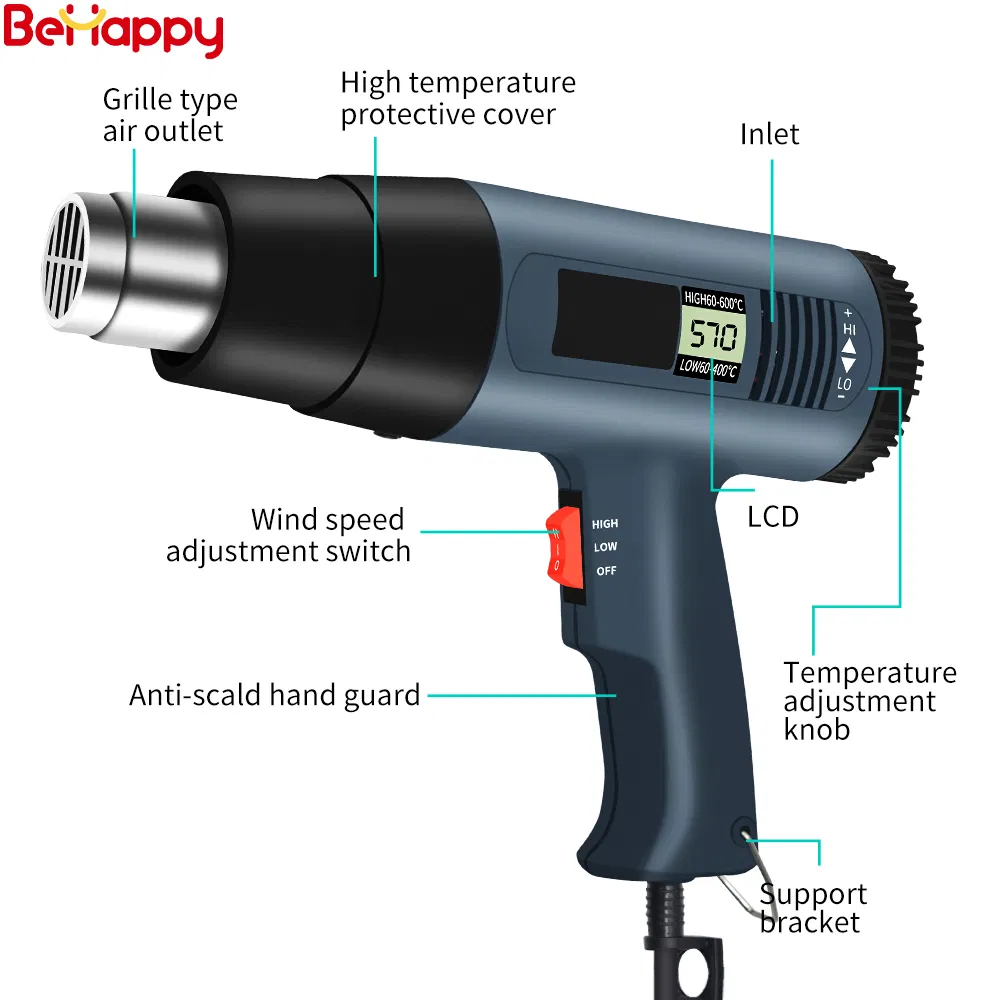 Behappy Professional Manufacturer Mini Electric Hot Air Blower Heat Gun