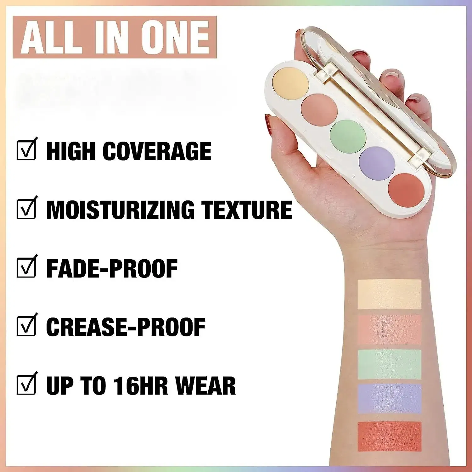 Full Coverage Concealer Under Eye Dark Circles Acne Blemishes 5 in 1 Concealer Palette Concealer Palette