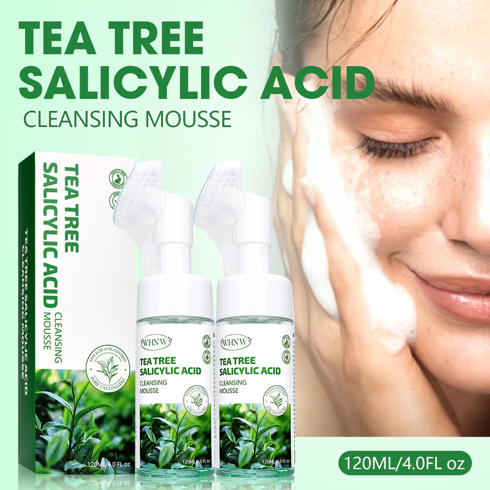 Skin Care Acne-Fighting Oil-Control Refreshing Tea Tree Salicylic Acid Cleansing Mousse