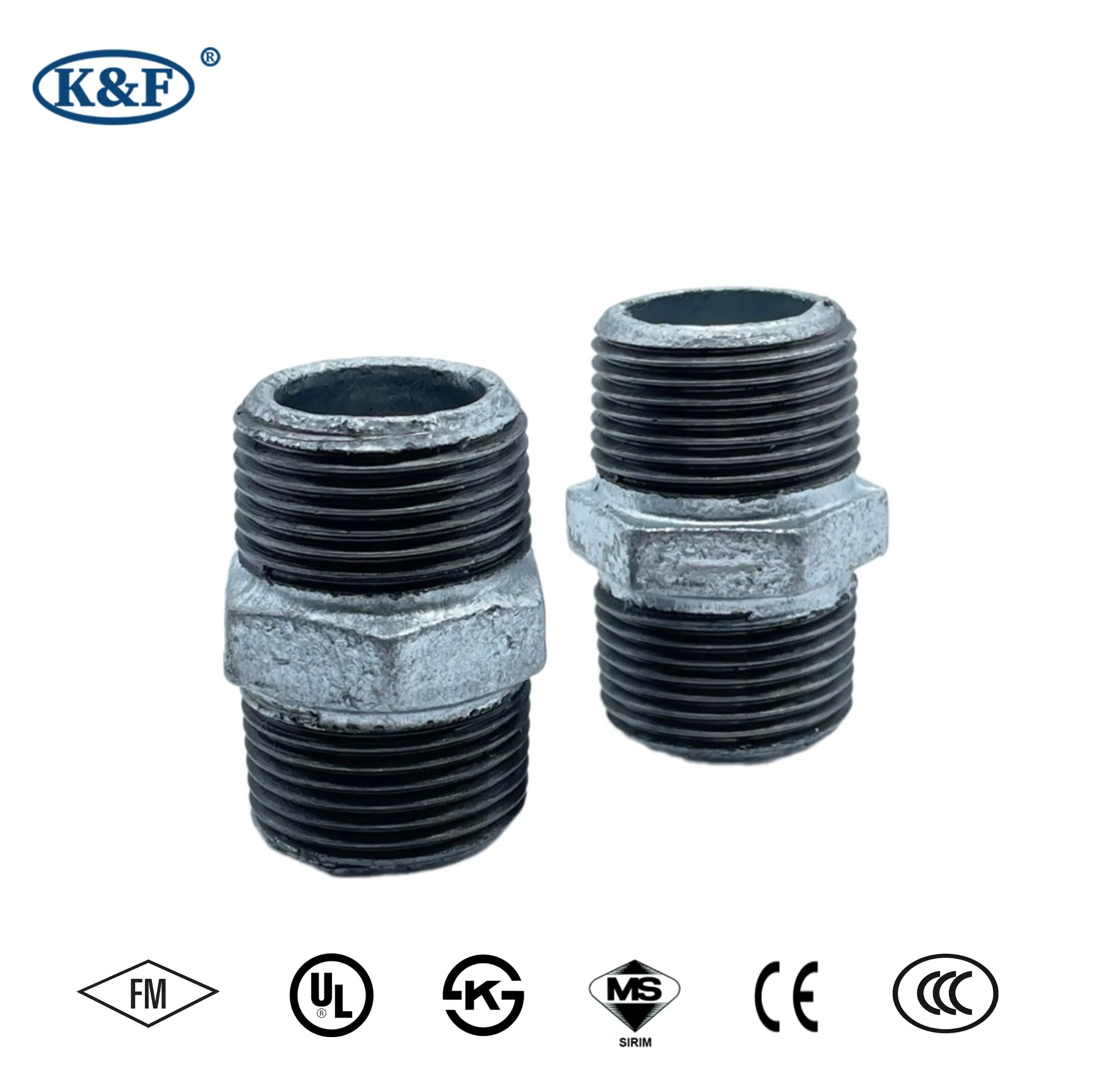 Kanaifu UL FM ISO Malleable Iron Pipe Fitting Connection Female Threaded Nipple