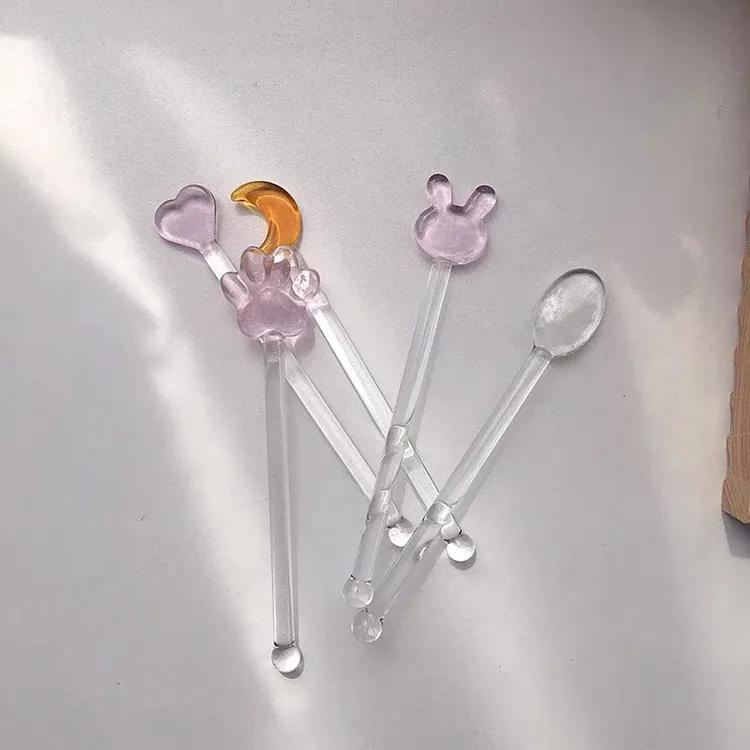 Household Colored Borosilicate Glass Bar Stirrer Dinking Stirrer Glass Cocktail Stirring Rod Coffee Stirrer for Stirring Juice