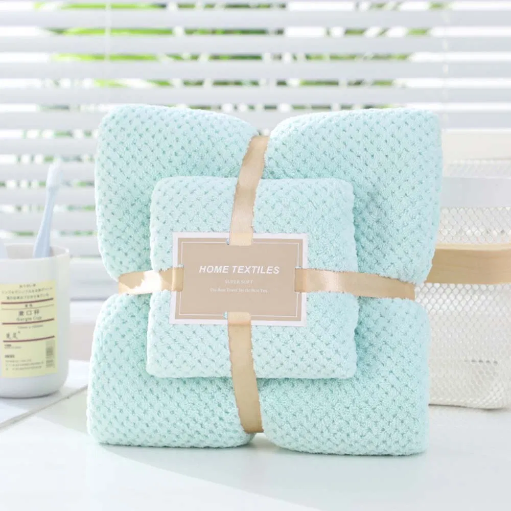 Best Selling Soft Microfiber Face/Hair/Bath Plush Towel in Pink/Green/Blue/Gray/Purple/White Made of Coral Fleece for Male/Female/Child in Hotel/Guesthouses