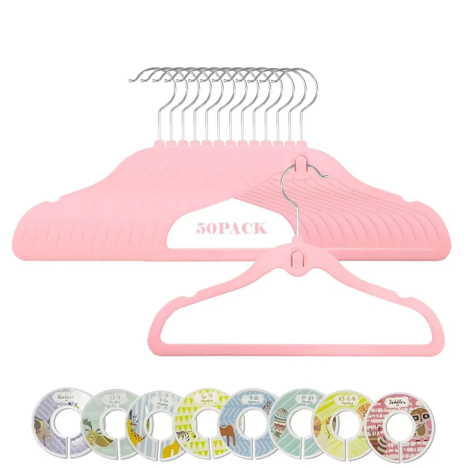 20 вешалок для детской одежды с антискользящими зажимами