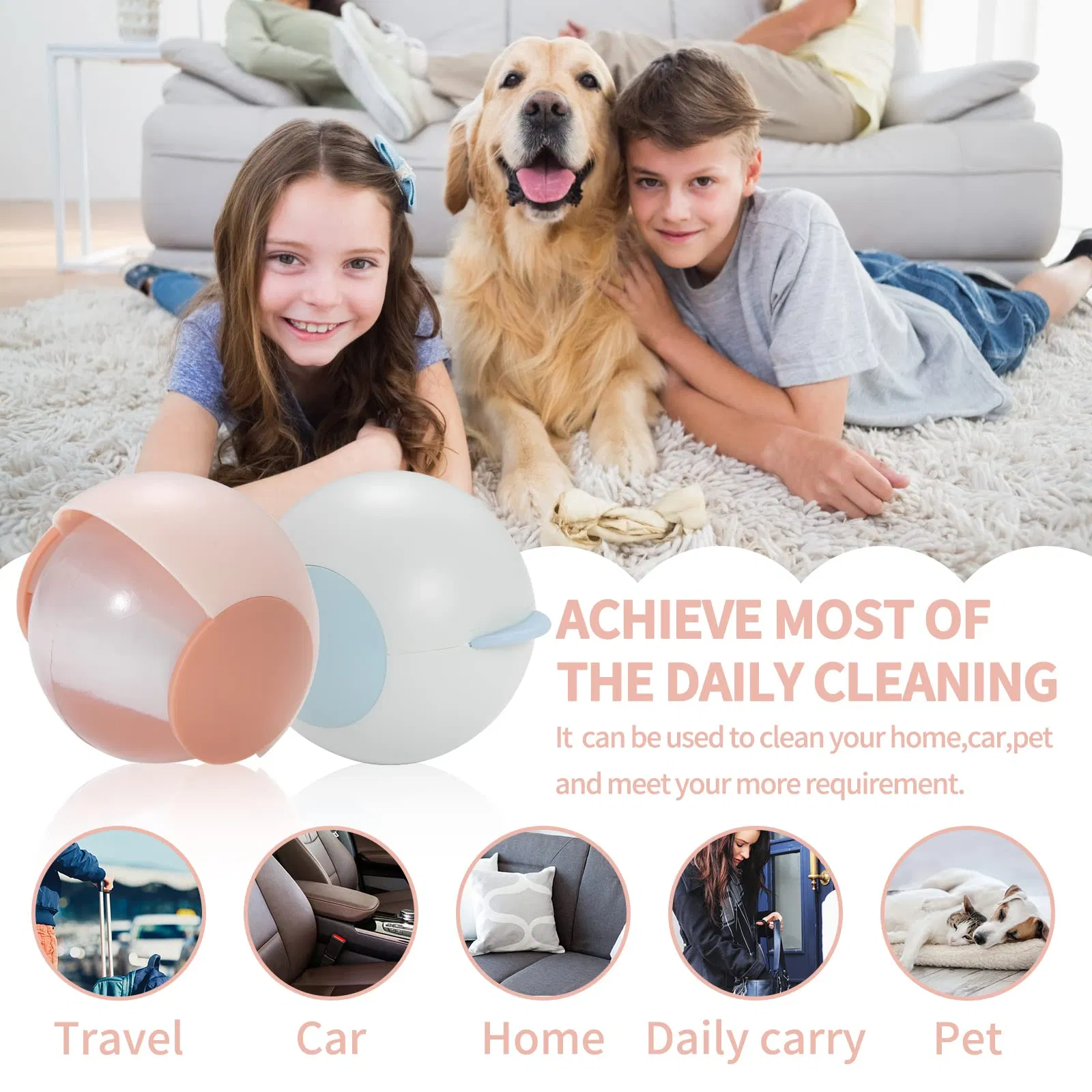 Dust-Proof Reusable Sticky Tool Potable Travel Lint Pet Hair Remover Ball Roller