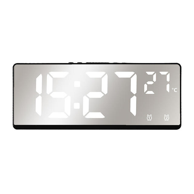 Dual Alarm Snooze Desktop Table Clock Night Mode 12/24h LED Clock