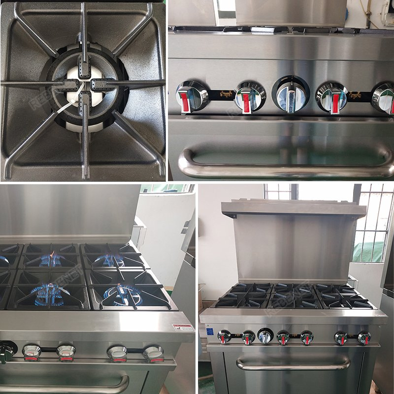 Kitchen Equipment Commercial 6 Burner Gas Stove Range with Gas Oven Cooking Machine (RGR36)