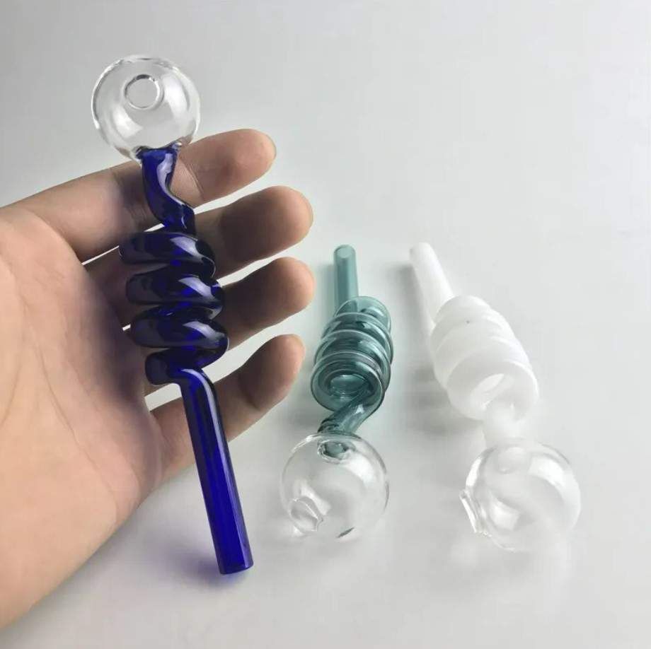 Glass Oil Burner Pipe for Smoking Colorful Thick Pyrex Glass Spring Style Oil Burner Water Pipes Hand Pipe