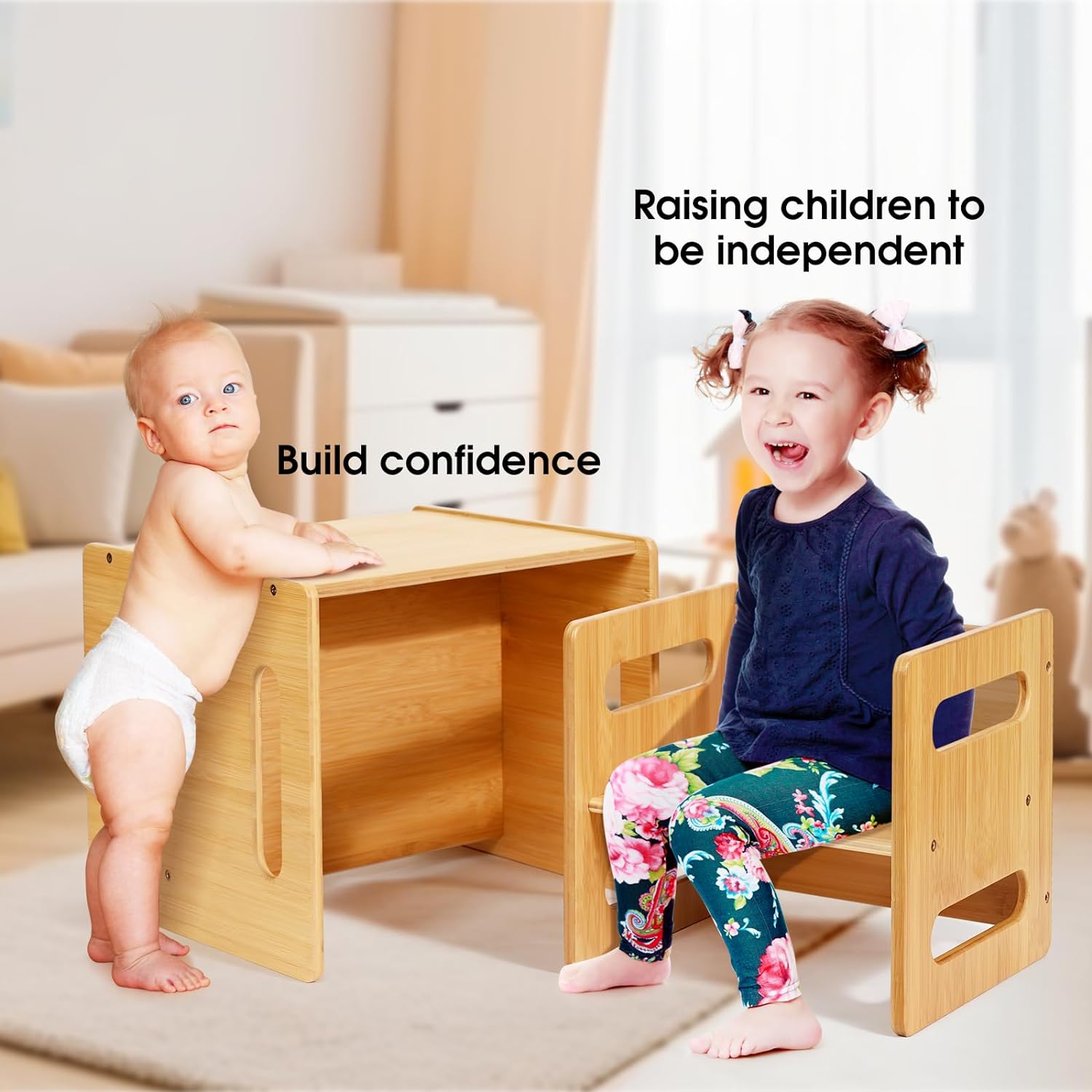 Стол и стул детский деревянный массив Монтессори