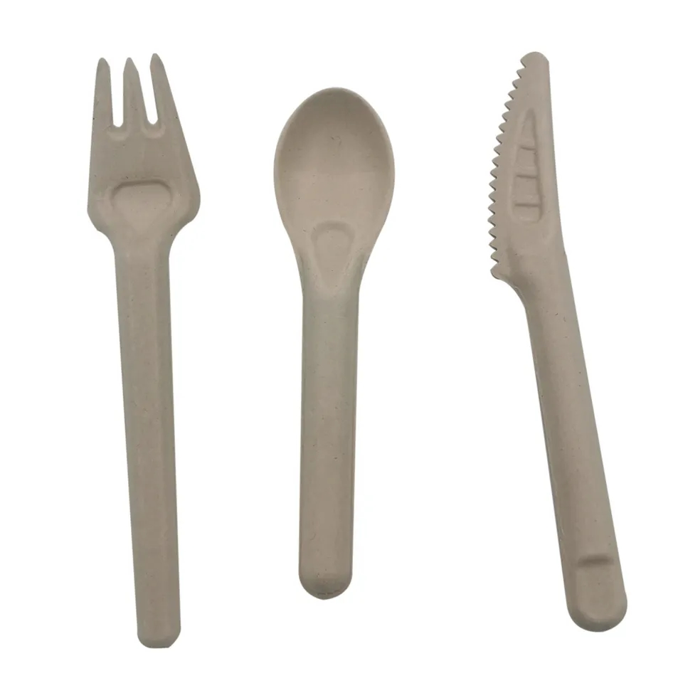 Disposable Biodegradable Tableware Sugarcane Tableware Biodegradable Cutlery Fork Knife Spoon