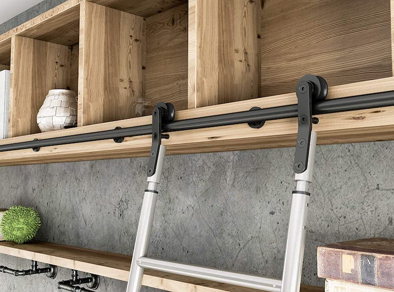 4m Steel Sliding Bookshelf Ladder Hardware Kit Sliding Rolling Step Ladder