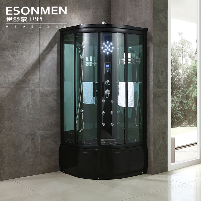 Black Low Tray Glass Shower Enclosure with Computerized Control