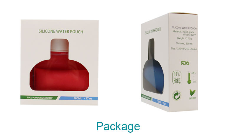 Складная силиконовая бутылка для воды, 500 мл