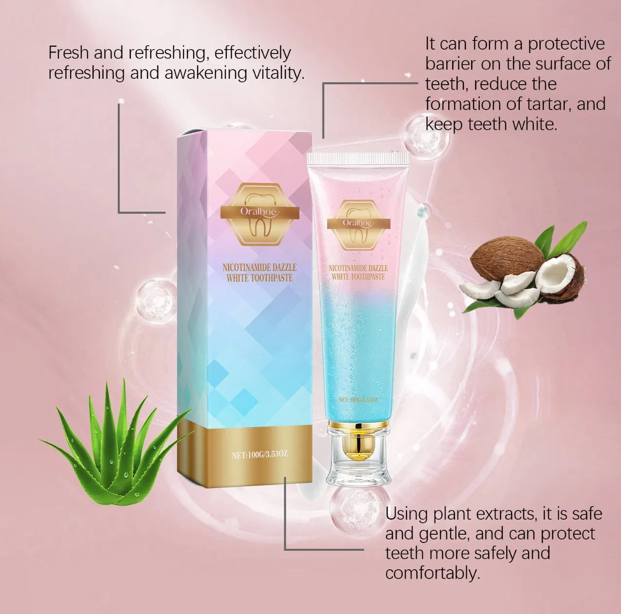 Online Wholesale Retail Niacinamide Toothpaste Fast Whitening Brightening Fresh Breath Removes Plaque Whitening Effect Removing Stains