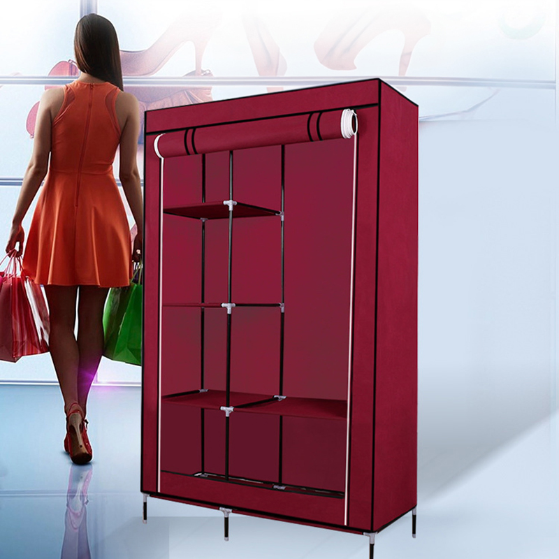 Costomized Fabric Folding Cloth Steel Pipe Rental Room Simple Cloth Wardrobe