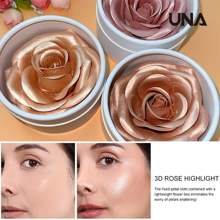 3D Rose Blush Highlighter Makeup Cheek Contour Shimmer Flower Petals 3D Rose Blush Facial Makeup