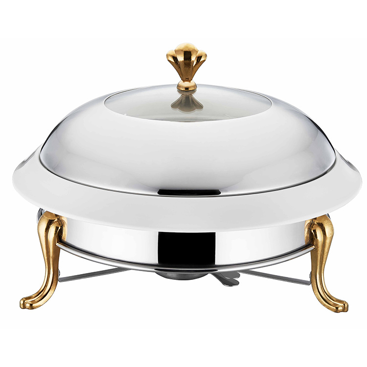 Stainless Steel Gold Accented Chafer Buffet Dish