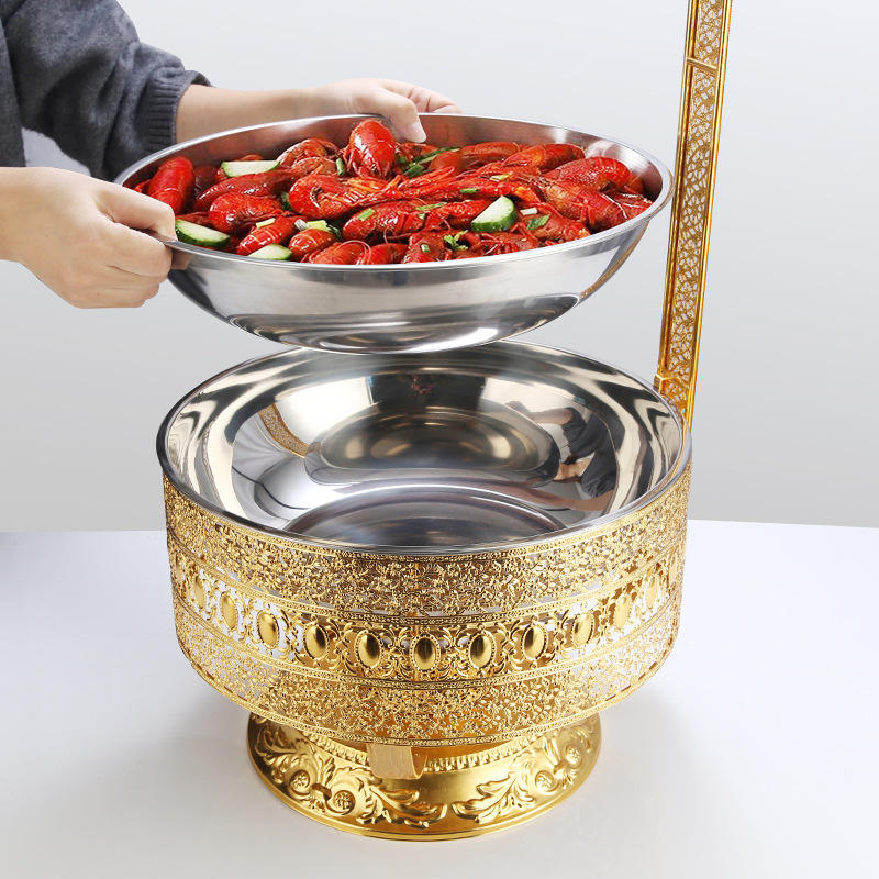 Multifunctional Metal Lid Middle East Export for Outdoor Weddings Includes Forks Warming Golden Buffet Stove