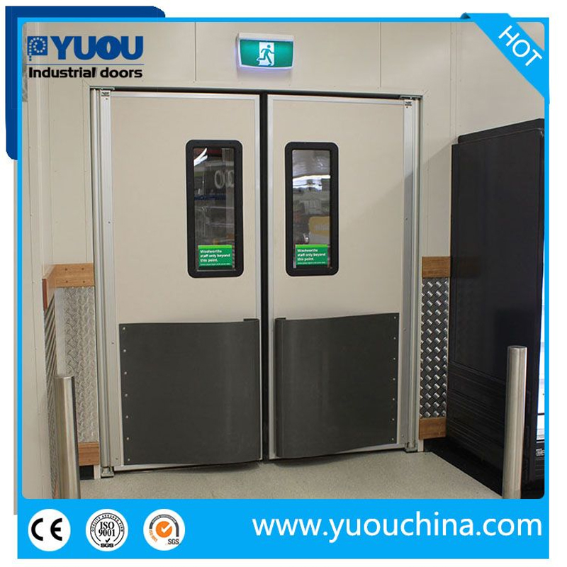 Double Acting Leaf Stainless Steel Dust-Free ABS Plastic Impact Bumper Metal Entry Swing Traffic Doors for Interifood Factory/Supermarket/Restaurant/Kitchen