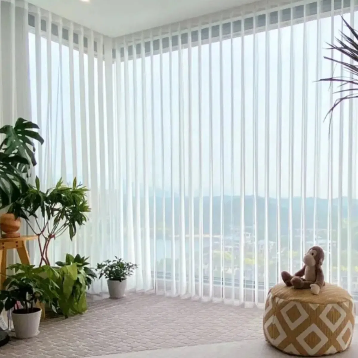 Dream Curtain Vertical Blinds Sheer Fabric Motorized Vertical Blind for Sliding Doors French Windows Bedroom
