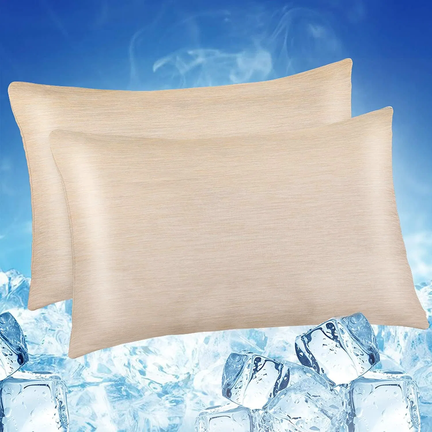 Arc-Chill Summer Cooling Cotton Fiber Anti-Static 2 Pack Envelope Cooling Pillowcases for Home with Double-Side Design