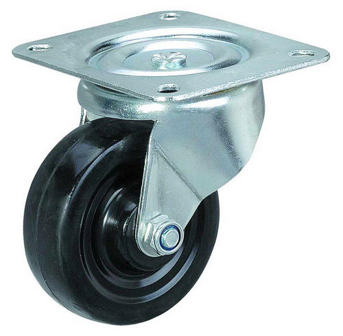 Fix Castor Top Plate Solid Rubber Wheel with Plain Bearing