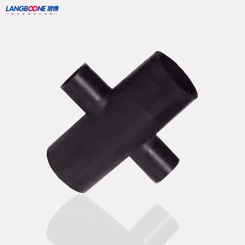 PE80/100 Pipe Fitting HDPE Wear Resistance Butt Fusion Equal Cross Tee