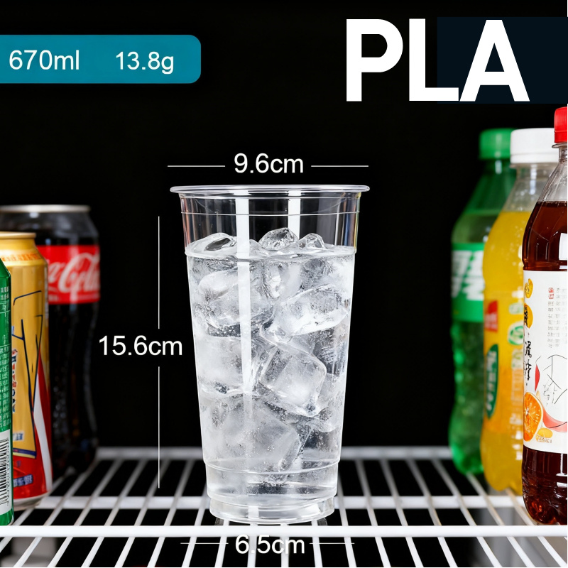 Custom Compostable Transparent Cups Biodegradable Plastic PLA Cups with PLA Lid