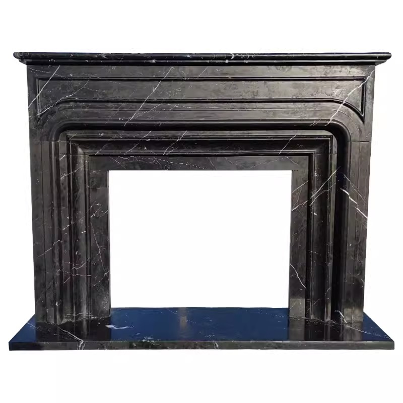 Absolute Black Marble Stone Fireplace Frame for Home Decoration
