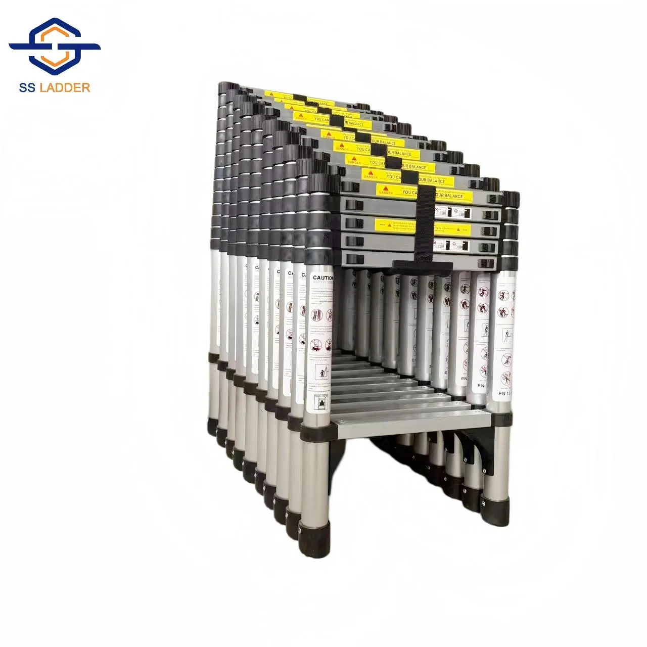 Telescopic Ladder Aluminum Industrial Movable Foot Reliable Foldable Stairs for Indoor with 150kg Load Capacity