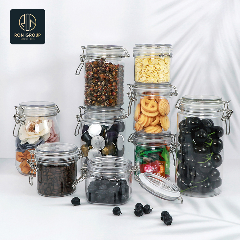 Restaurant Pet Wide Mouth Half Gallon Square Air Tight Food Storage Supplier for Sale Clear Bottle Plastic Jars with Lids