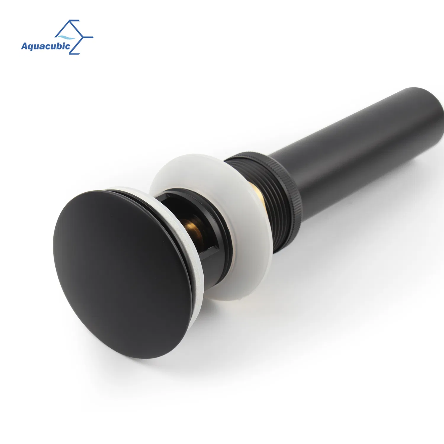 Black Sink Brass Drain with Overflow Bathroom Push Pop-up Drain Stopper for Vessel Sink Metal Lavatory Sink Drain