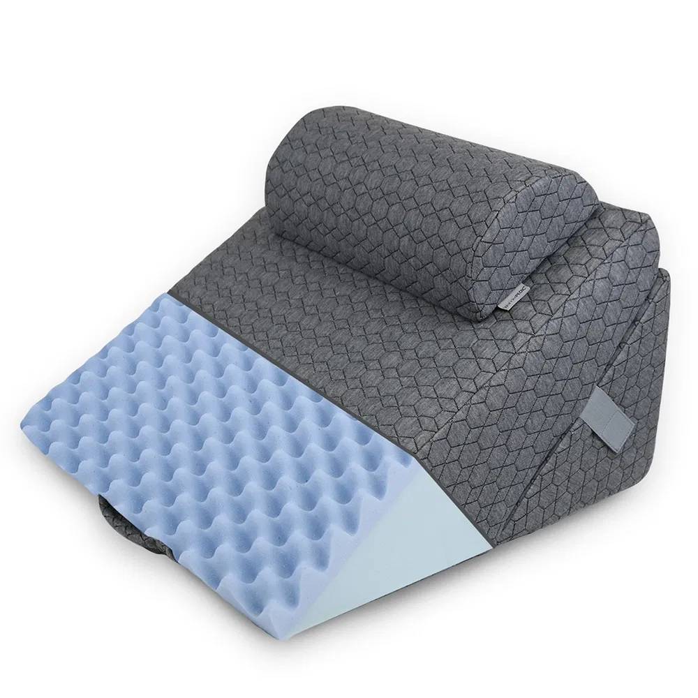 Memory Foam Triangle Adjustable Wedge Pillow with a Cervical Additional Pillow