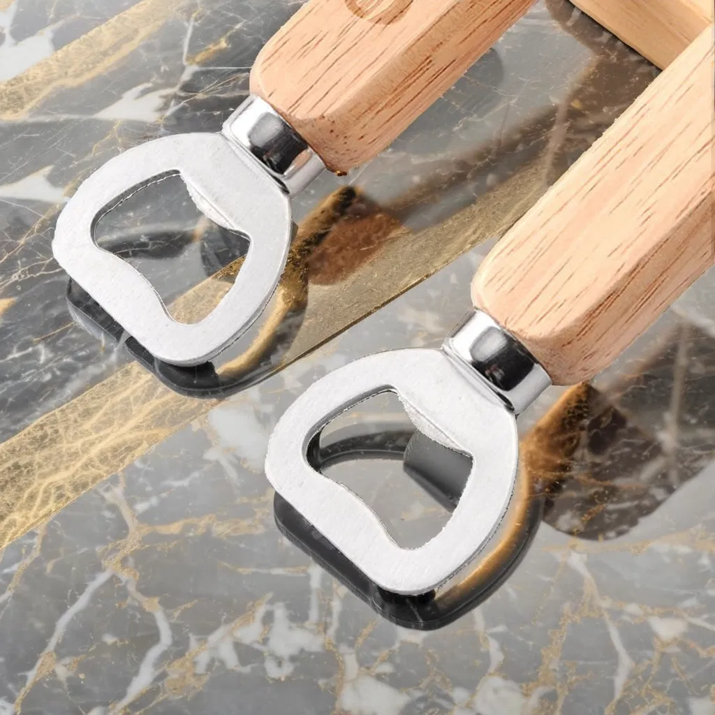 Stock Wooden Handle Beer Opener Simple Solid Wood Large Stainless Steel Beer Opener