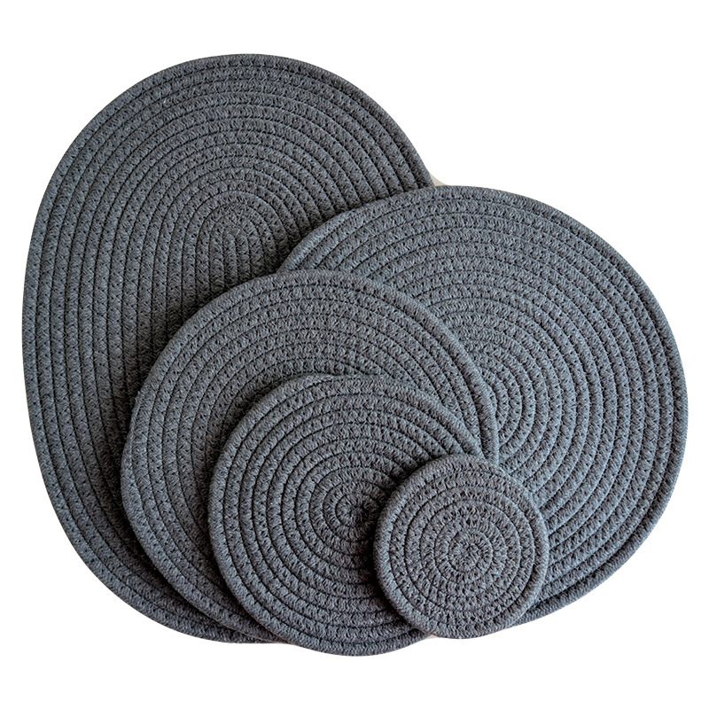 Rope Thicken Placemats Round Cotton and Linen Woven Insulation Coaster Dish Pad
