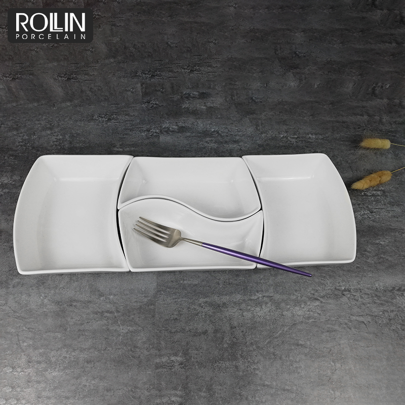 Porcelain Divided Appetizer Plates for Hotel and Restaurant