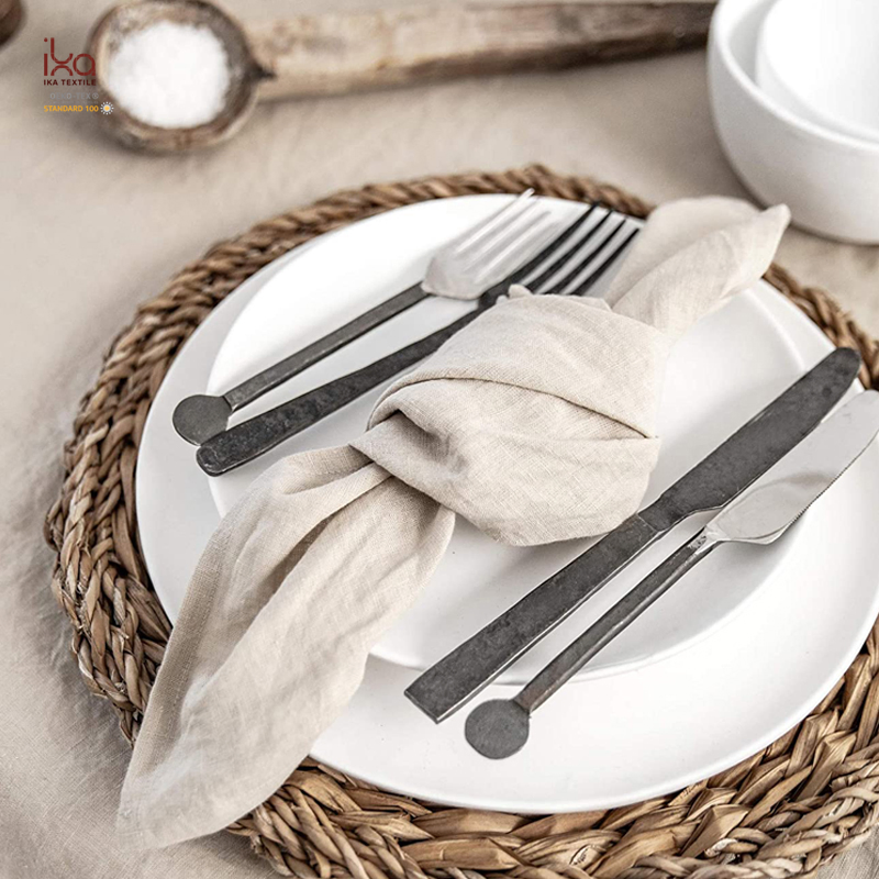Aesthetic Wholesale Wedding Decoration Items Hot Sale Home Decor Table Personalized Lunch Custom Printed Embroidered Natural Linen Napkin