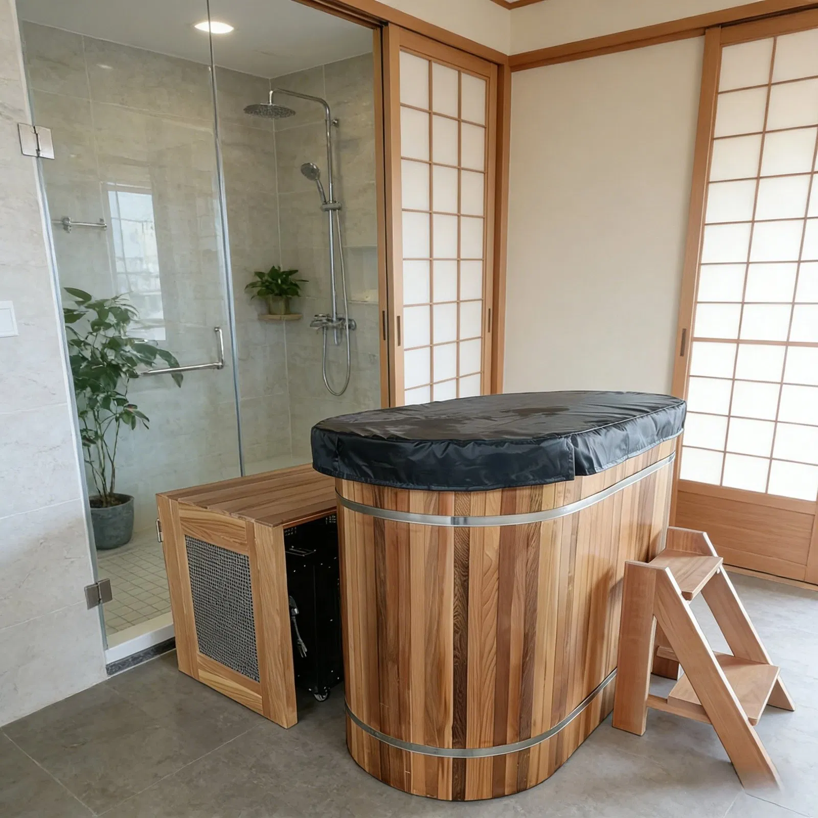 Деревянная ледяная ванна Red Cedar с чиллером и фильтром