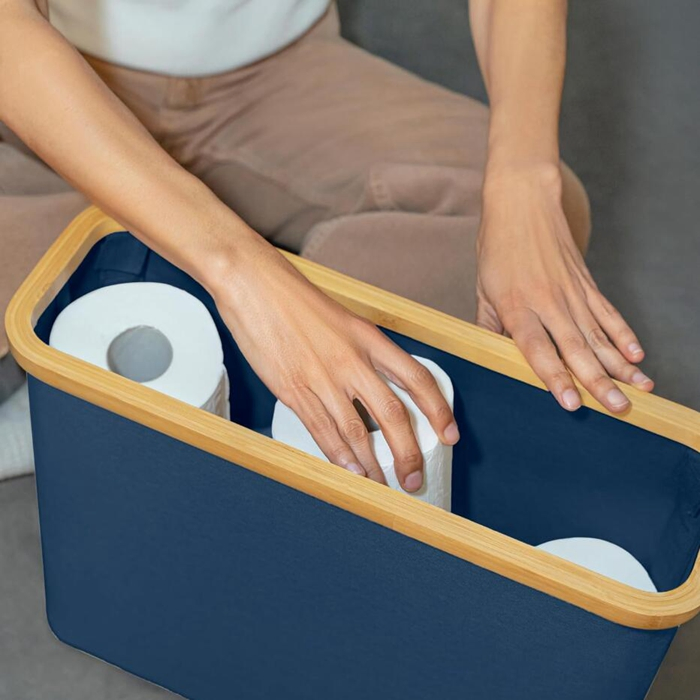 Toilet Paper Storage Stand Bathroom Tissue Basket with Lid and Handle