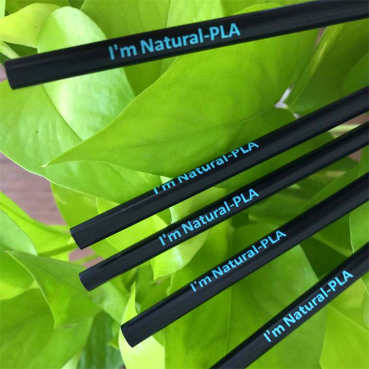 Black Color Custom Size Disposable Eco Friendly Logo Printed Compostable PLA Drinking Straw