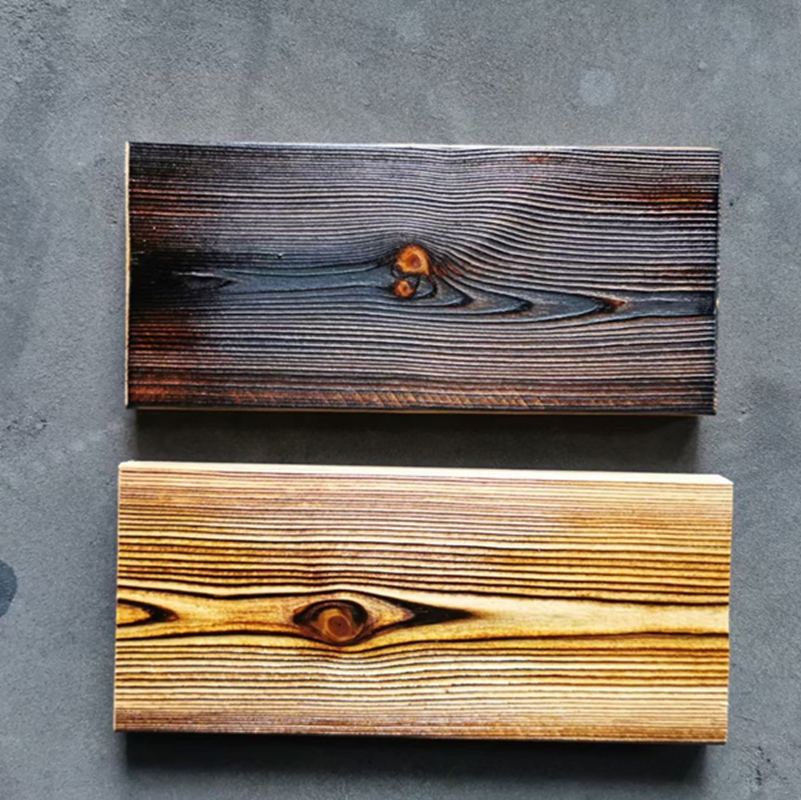 Custom-Design Carbonized Burnt Charred Outdoor Exterior Shou Sugi Ban Solid Wood Cladding Wall Panels