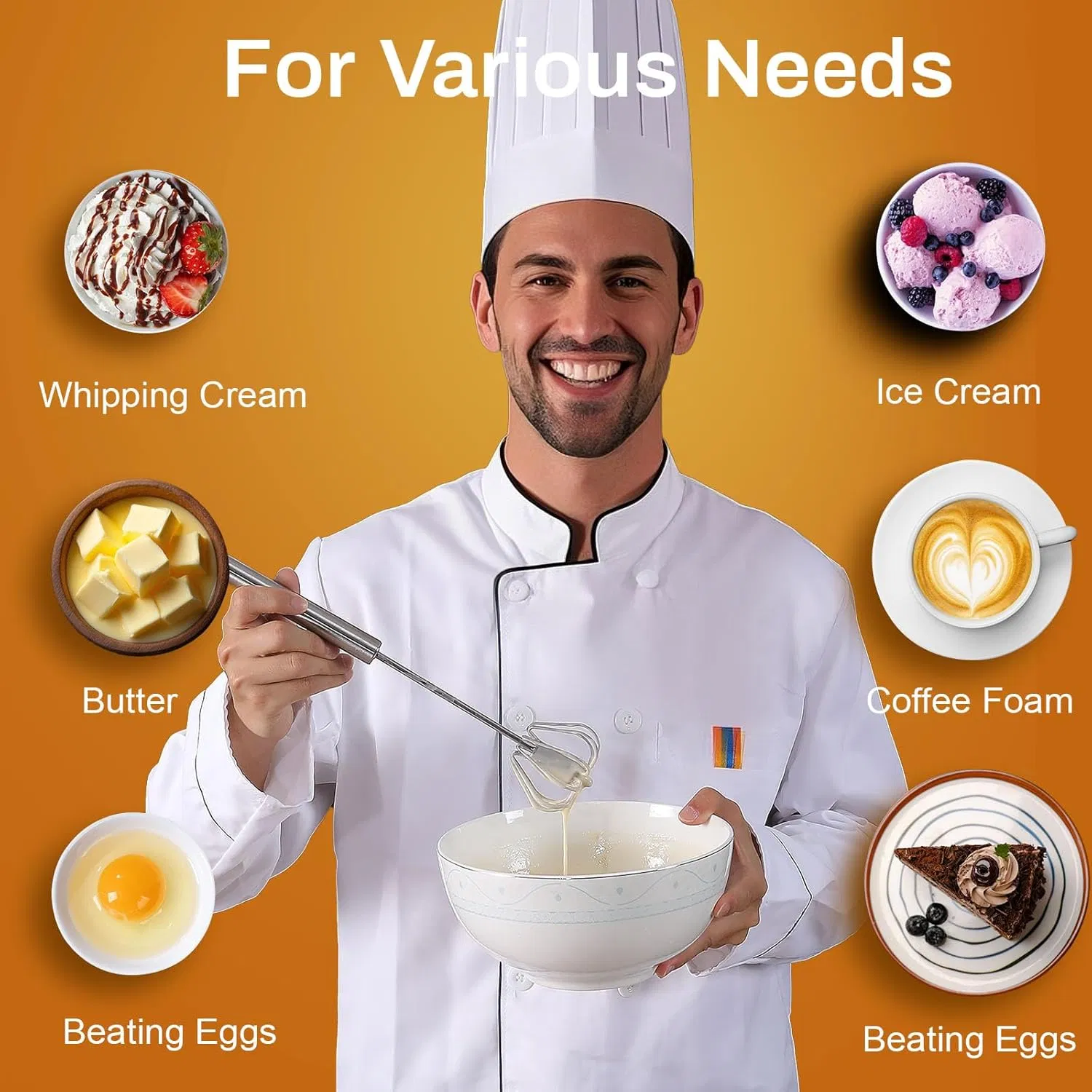 Stainless Steel Semi-Automatic Egg Whisk