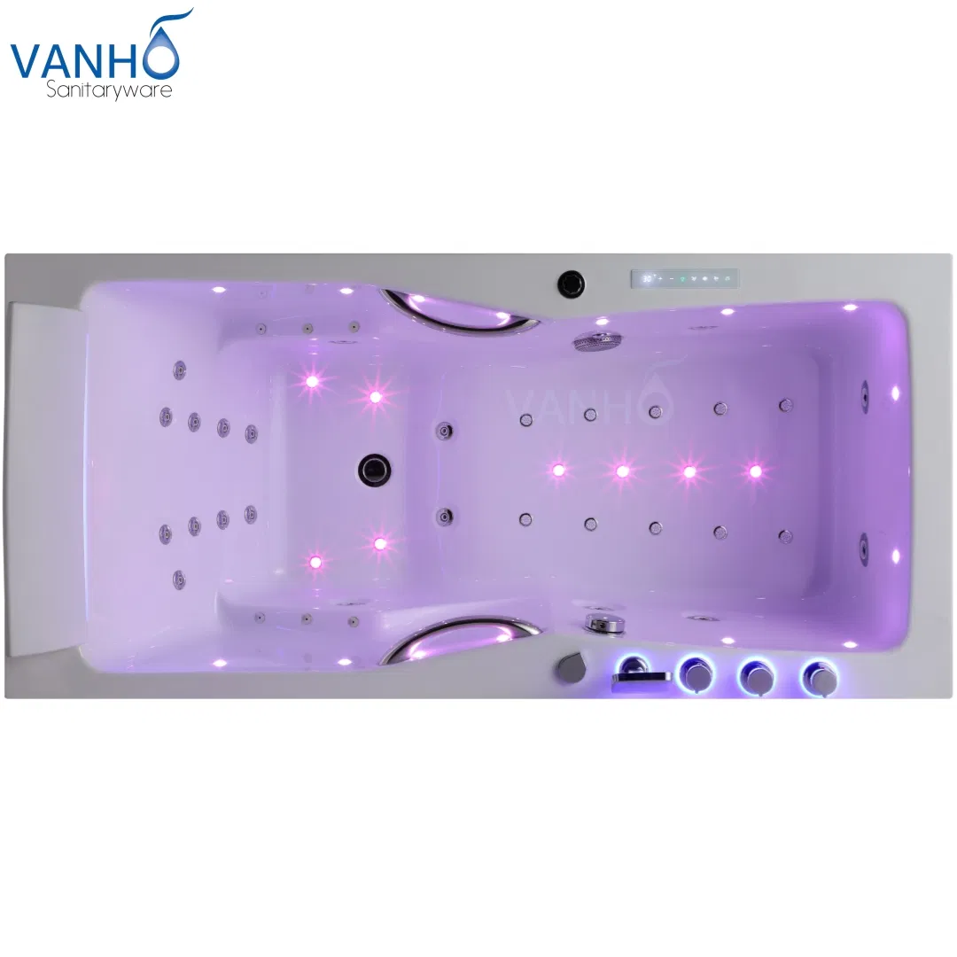 Прямоугольная акриловая ванна с гидромассажем и LED-подсветкой