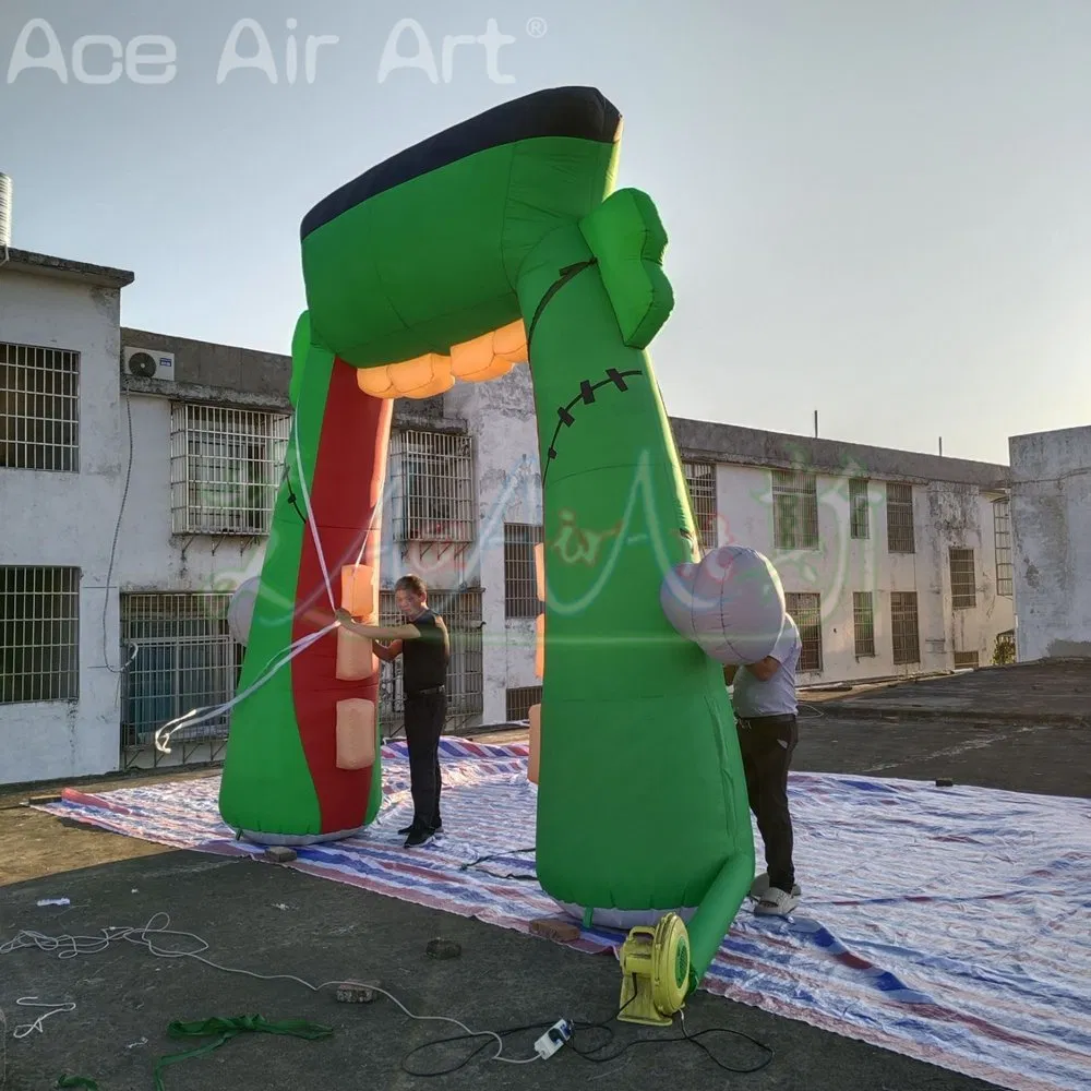 4X4mh Halloween Themed Inflatable Monster Archway with LED Lights for Outdoor Party Decorations