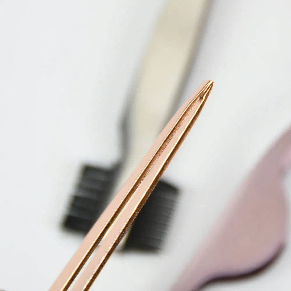 Slanted Rounded Eyebrow Tweezer Pointed Lashes Eyelash Tweezers with Eyebrow Trimming Eye Lash Brush