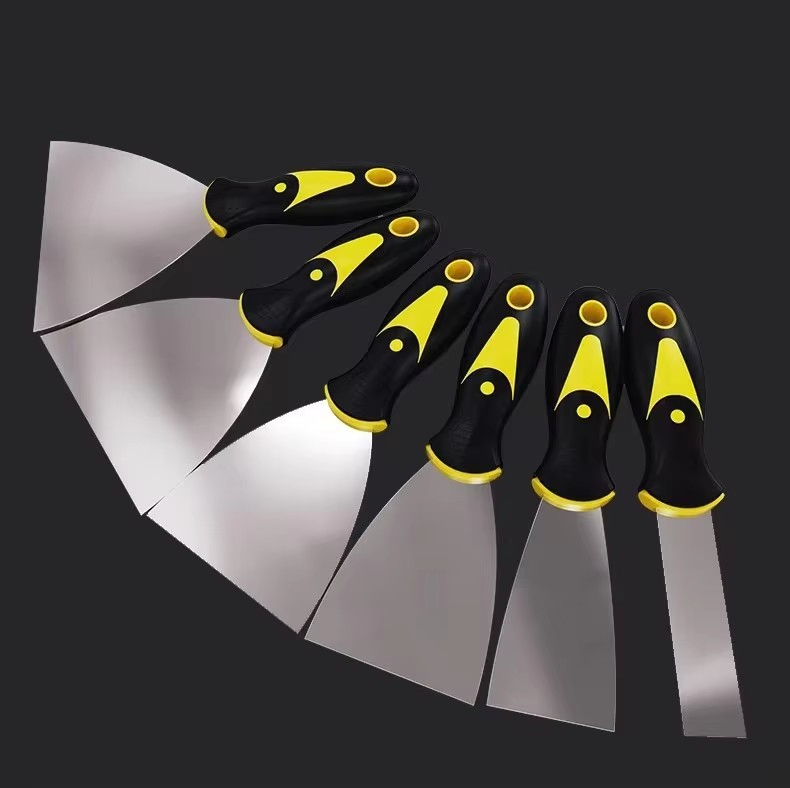 Wholesale Two-Color Handle Putty Knife 1" 2" 3" 4" 5" 6" Scraper Stainless Steel Cleaning Scraper Plastering Scraper Tools